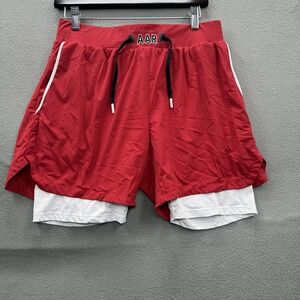 All American Roughneck Shorts Mens Large Red Lined Running 6 Inseam Athletic